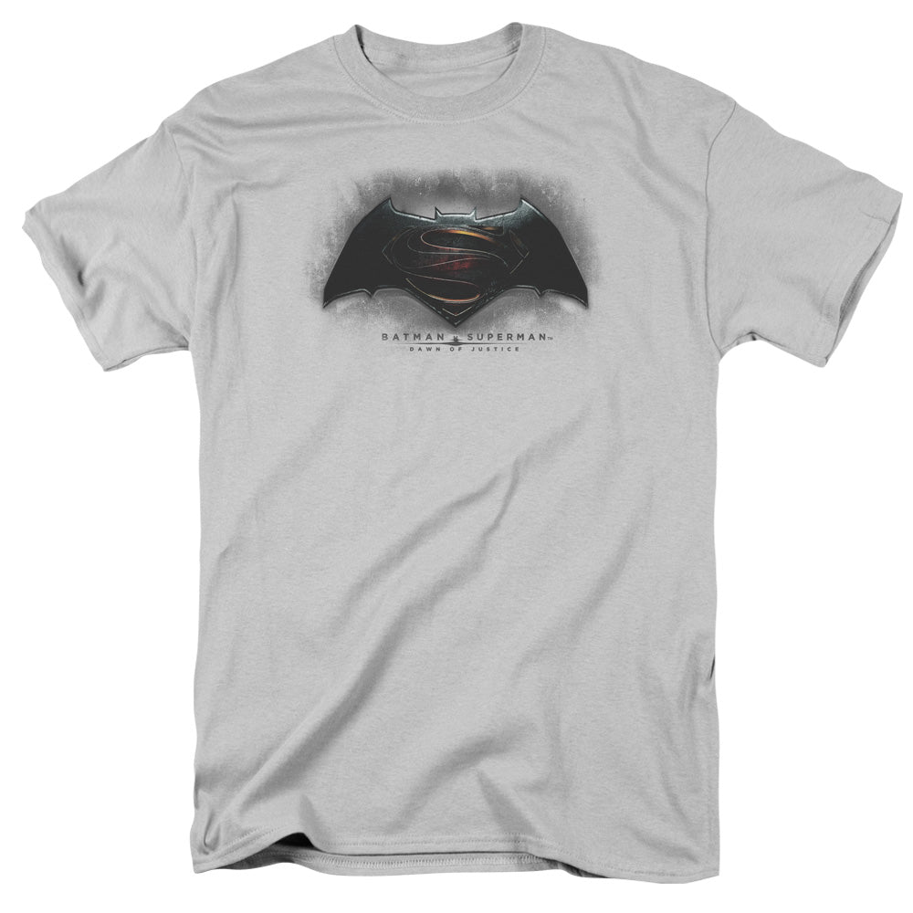 Batman V Superman Logo Mens T Shirt Silver Officially Licensed