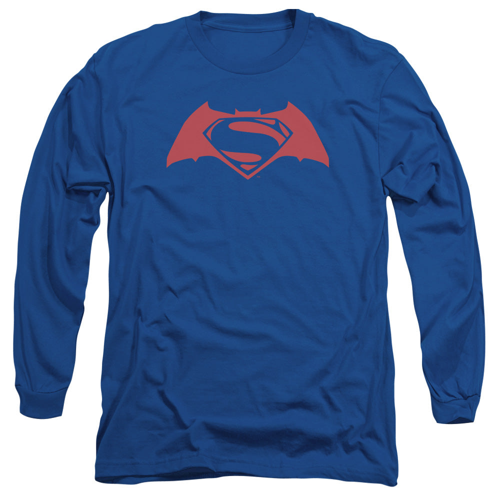 Batman V Superman Simple Logo Mens Long Sleeve Shirt Royal Officially Licensed