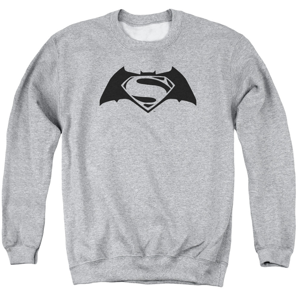 Batman V Superman Simple Logo Mens Crewneck Sweatshirt Athletic Heather Officially Licensed