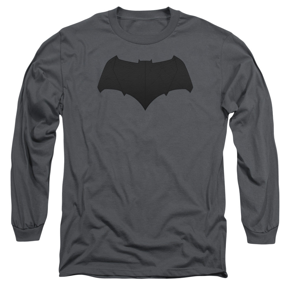 Batman V Superman Batman Logo Mens Long Sleeve Shirt Charcoal Officially Licensed