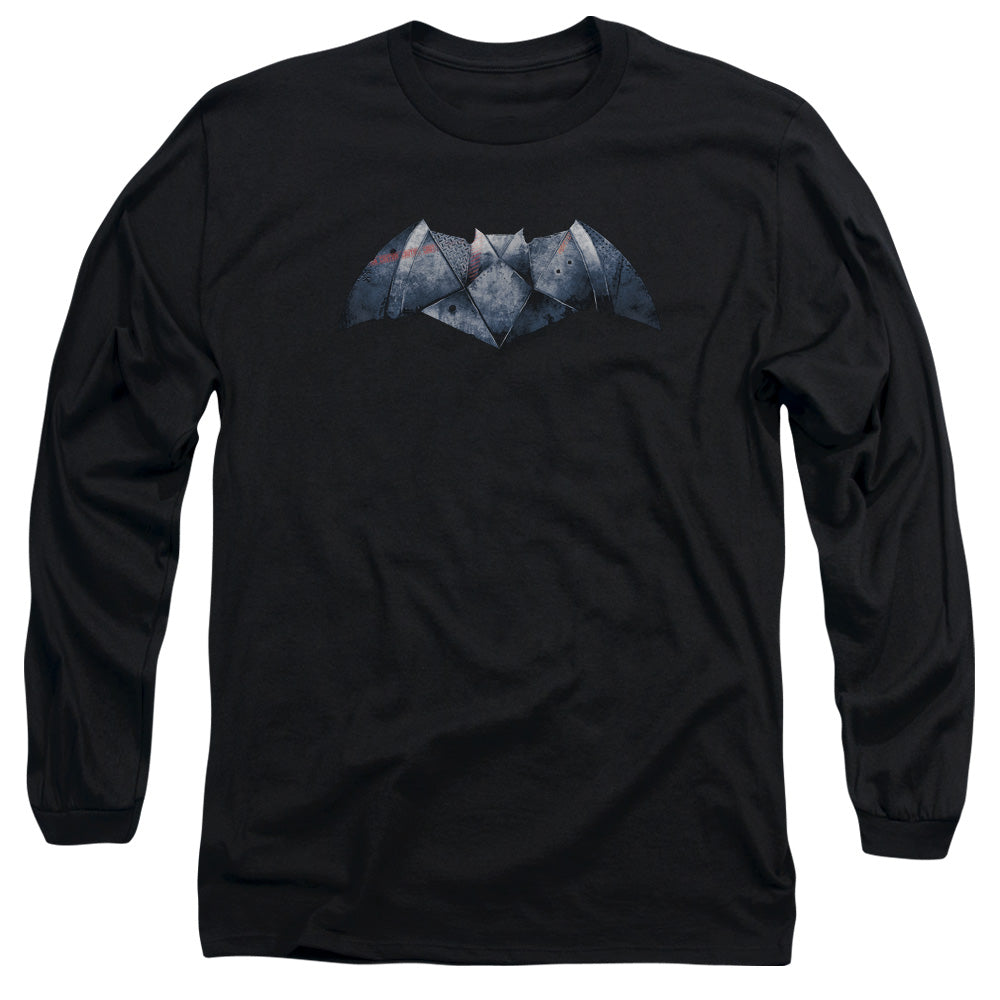 Batman V Superman Plated Bat Logo Mens Long Sleeve Shirt Black Officially Licensed