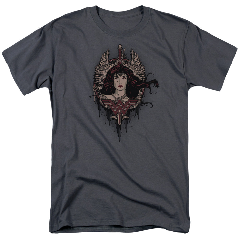 Batman V Superman Winged Goddess Mens T Shirt Charcoal Officially Licensed