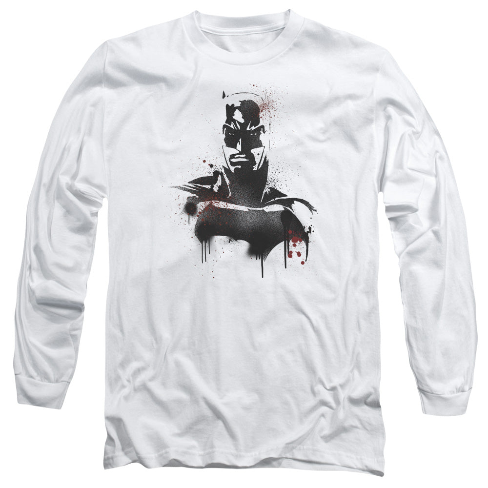 Batman V Superman Batman Spray Mens Long Sleeve Shirt White Officially Licensed