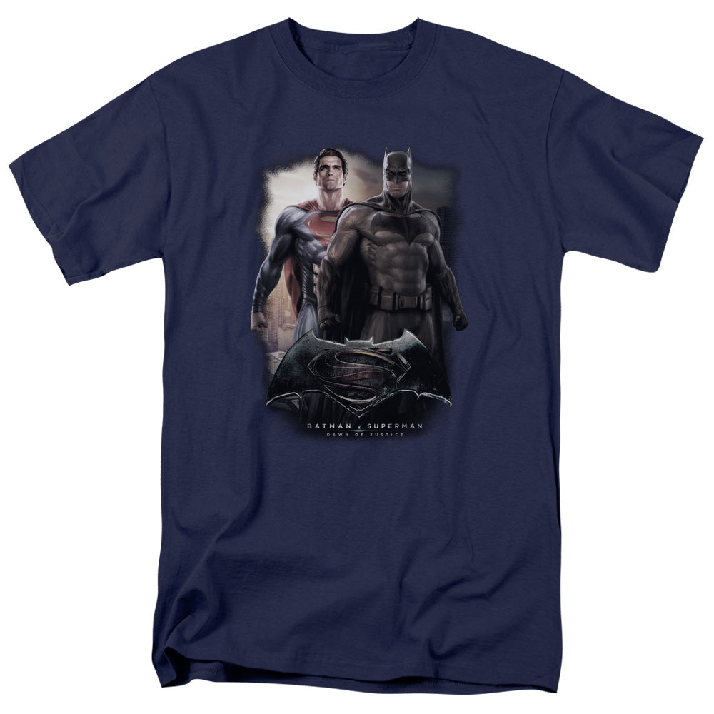 Batman Vs Superman Dawn Mens T Shirt Navy Officially Licensed