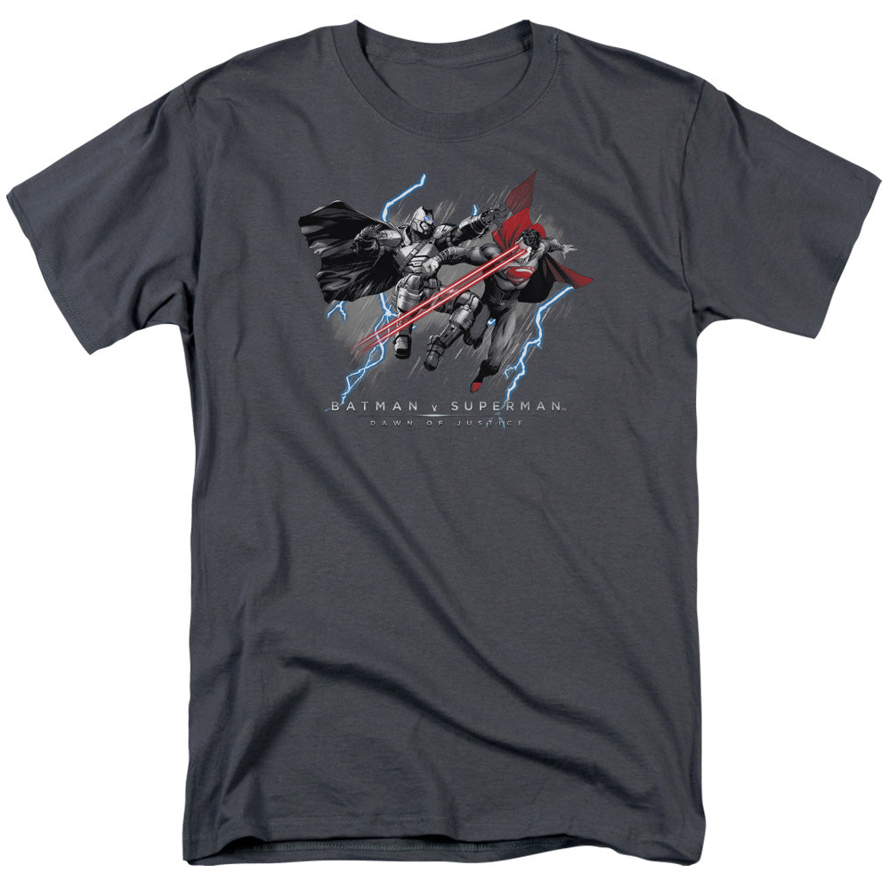 Batman V Superman Lightniing V Heat Vision Mens T Shirt Charcoal Officially Licensed
