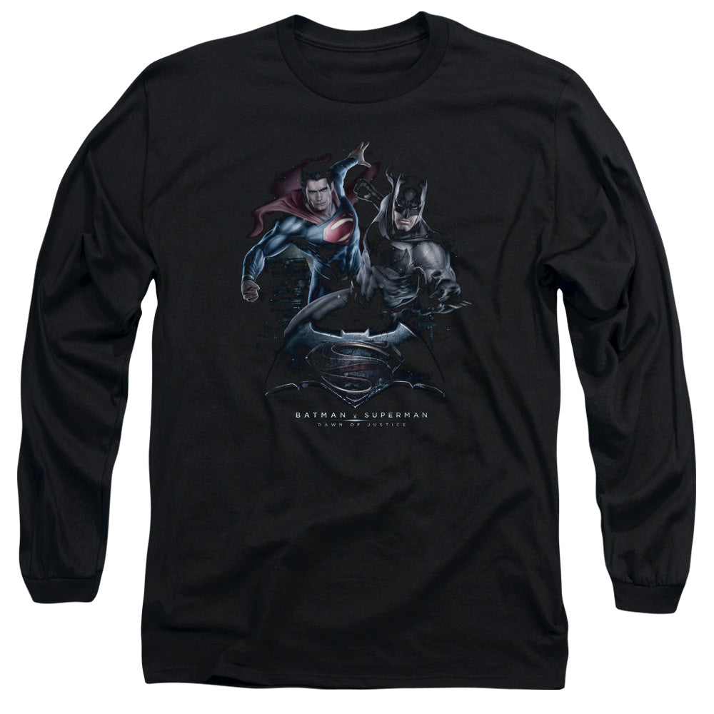 Batman V Superman Team Up Mens Long Sleeve Shirt Black Officially Licensed