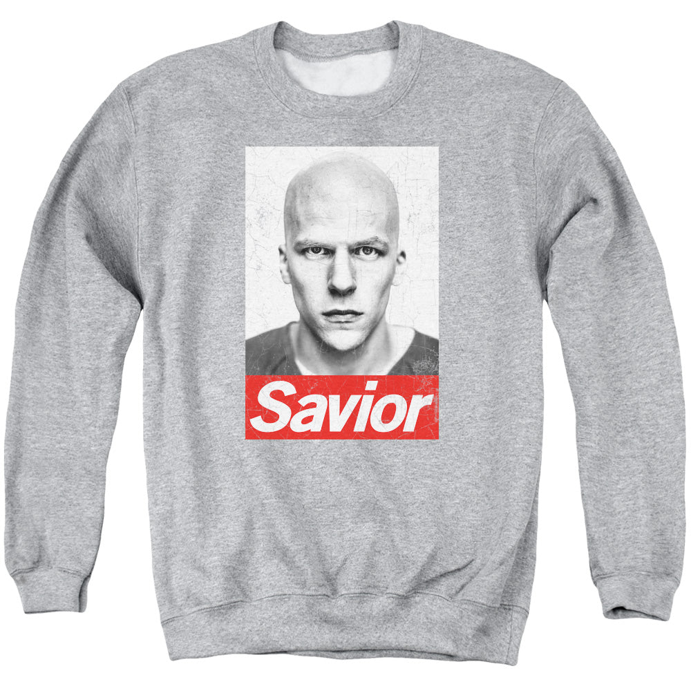 Batman V Superman Savior Mens Crewneck Sweatshirt Athletic Heather Officially Licensed