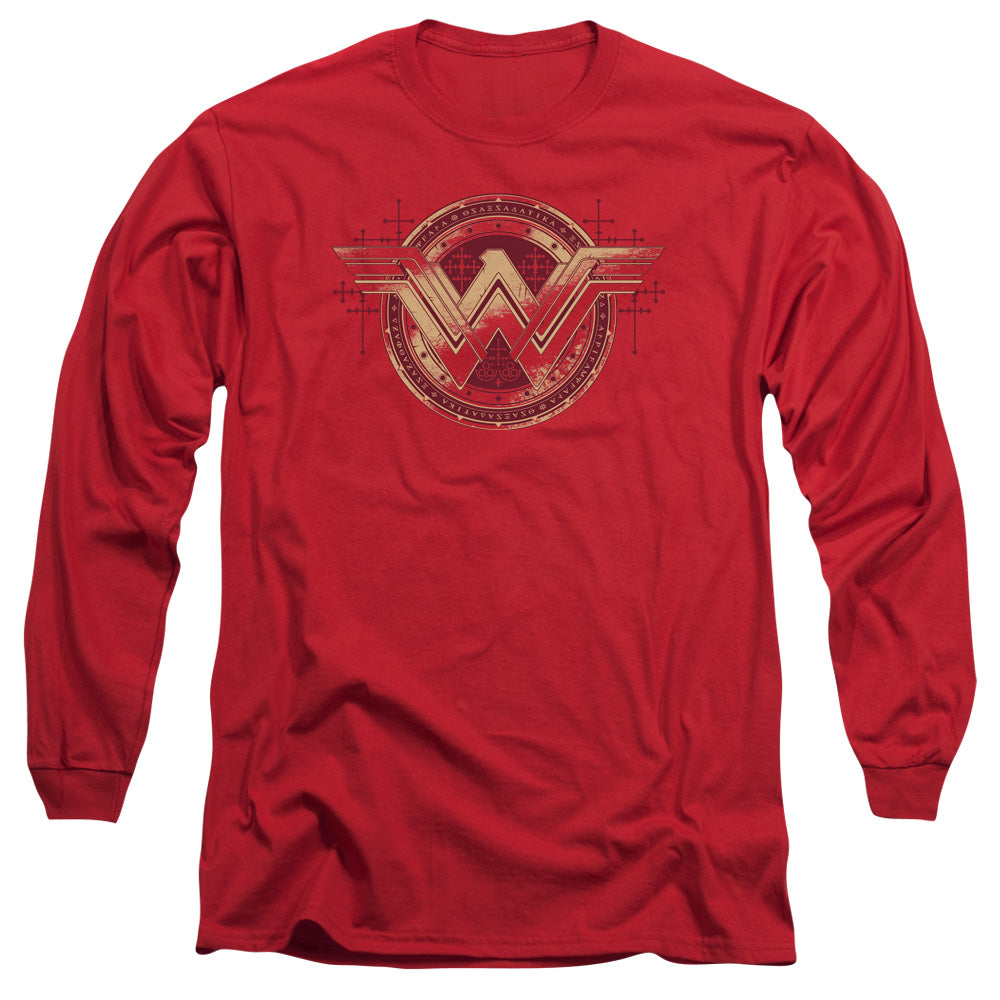Batman V Superman Wonder Shield Mens Long Sleeve Shirt Red Officially Licensed