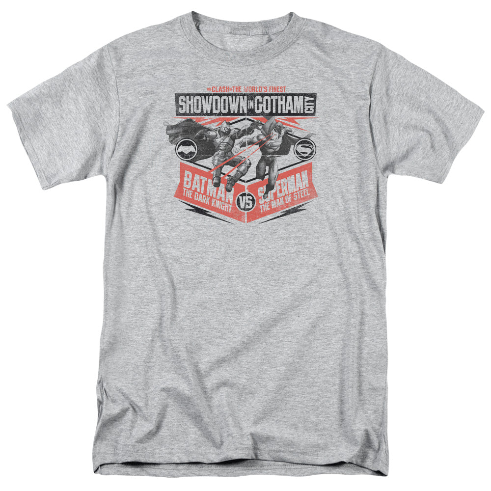 Batman V Superman Showdown In Gotham Mens T Shirt Athletic Heather Officially Licensed