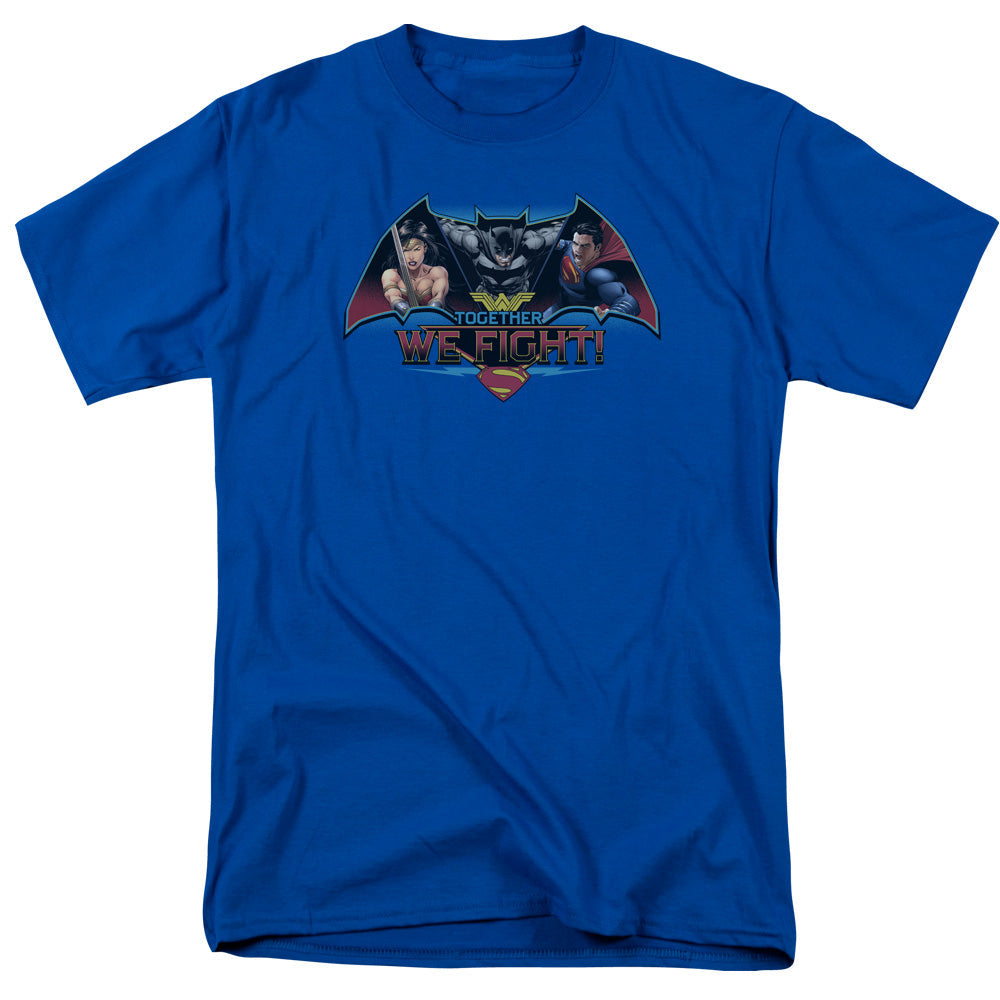 Batman V Superman Together We Fight Mens T Shirt Royal Officially Licensed