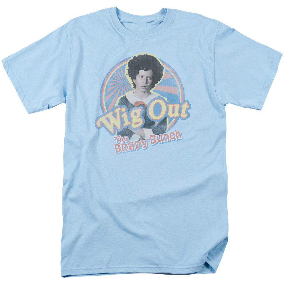 Brady Bunch Wig Out Mens T Shirt Light Blue Officially Licensed