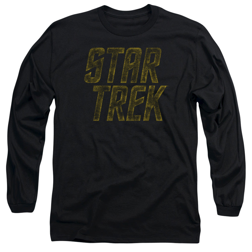 Star Trek Distressed Logo Mens Long Sleeve Shirt Black Officially Licensed Officially Licensed