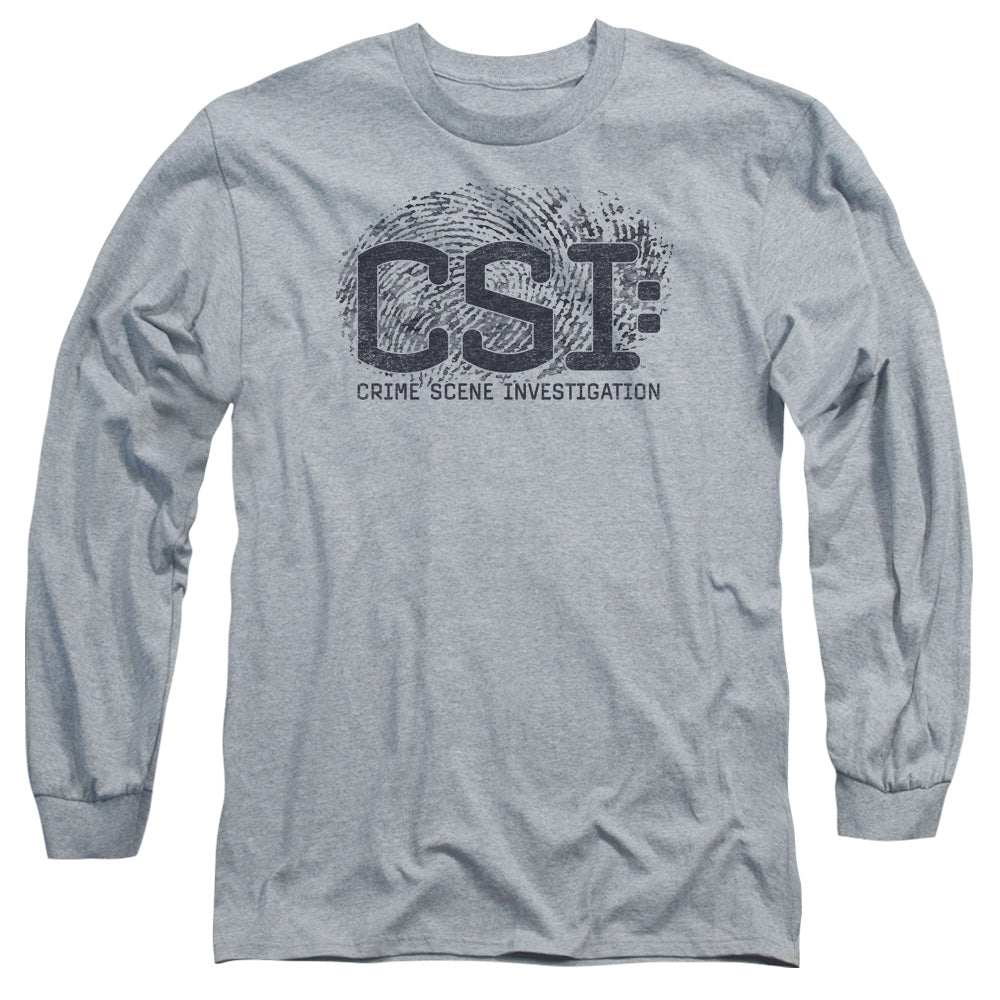 Csi Distressed Logo Mens Long Sleeve Shirt Athletic Heather Officially Licensed Officially Licensed