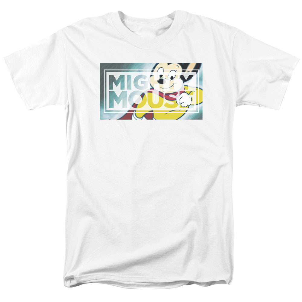 Mighty Mouse Mighty Rectangle Mens T Shirt White Officially Licensed