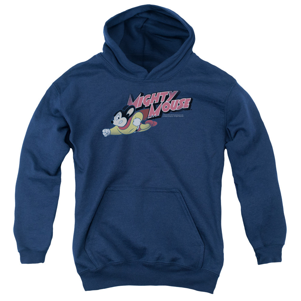 Mighty Mouse Mighty Retro Kids Youth Hoodie Navy Blue Officially Licensed