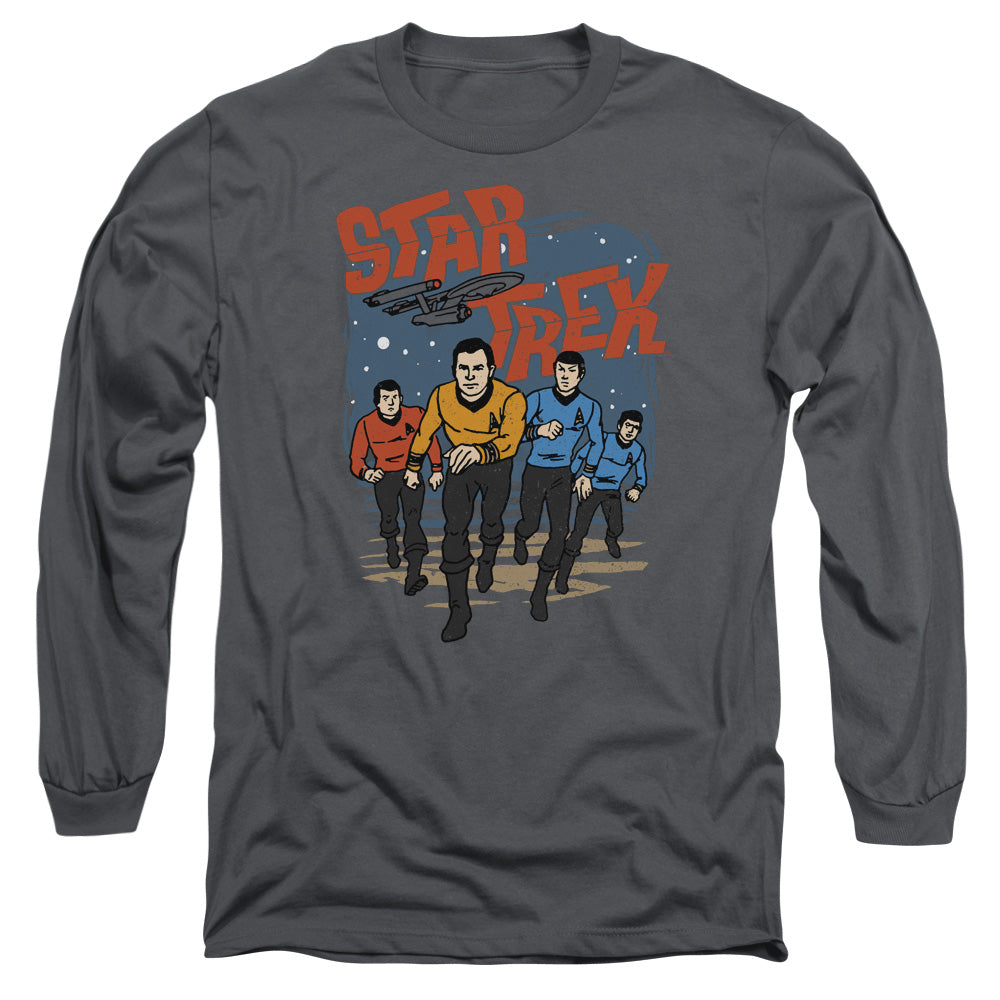 Star Trek Run Forward Mens Long Sleeve Shirt Charcoal Officially Licensed Officially Licensed