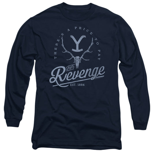 Yellowstone Revenge Skull Mens Long Sleeve Shirt Navy Officially Licensed