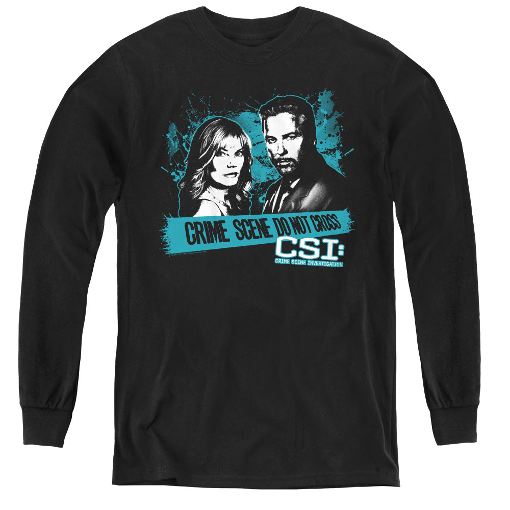 Csi Cross the Line Long Sleeve Kids Youth T Shirt Black Officially Licensed