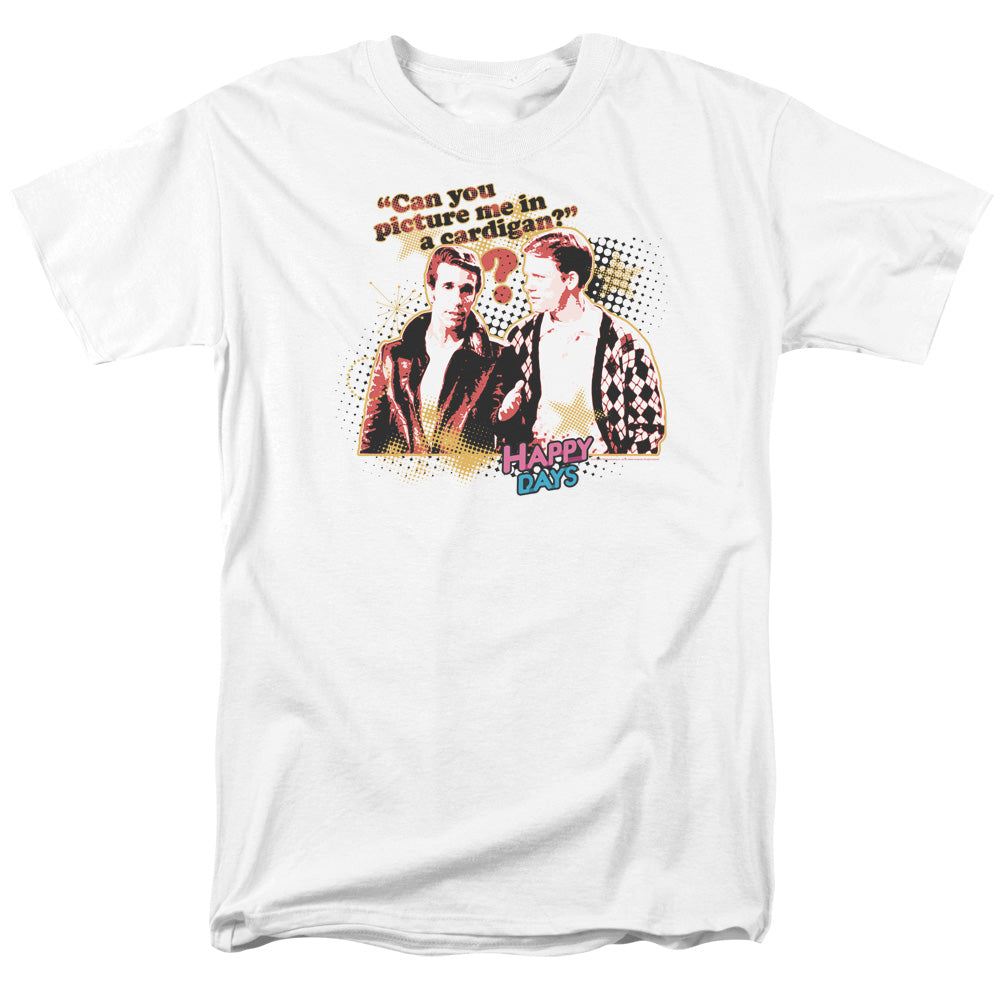 Happy Days No Cardigans Mens T Shirt White Officially Licensed