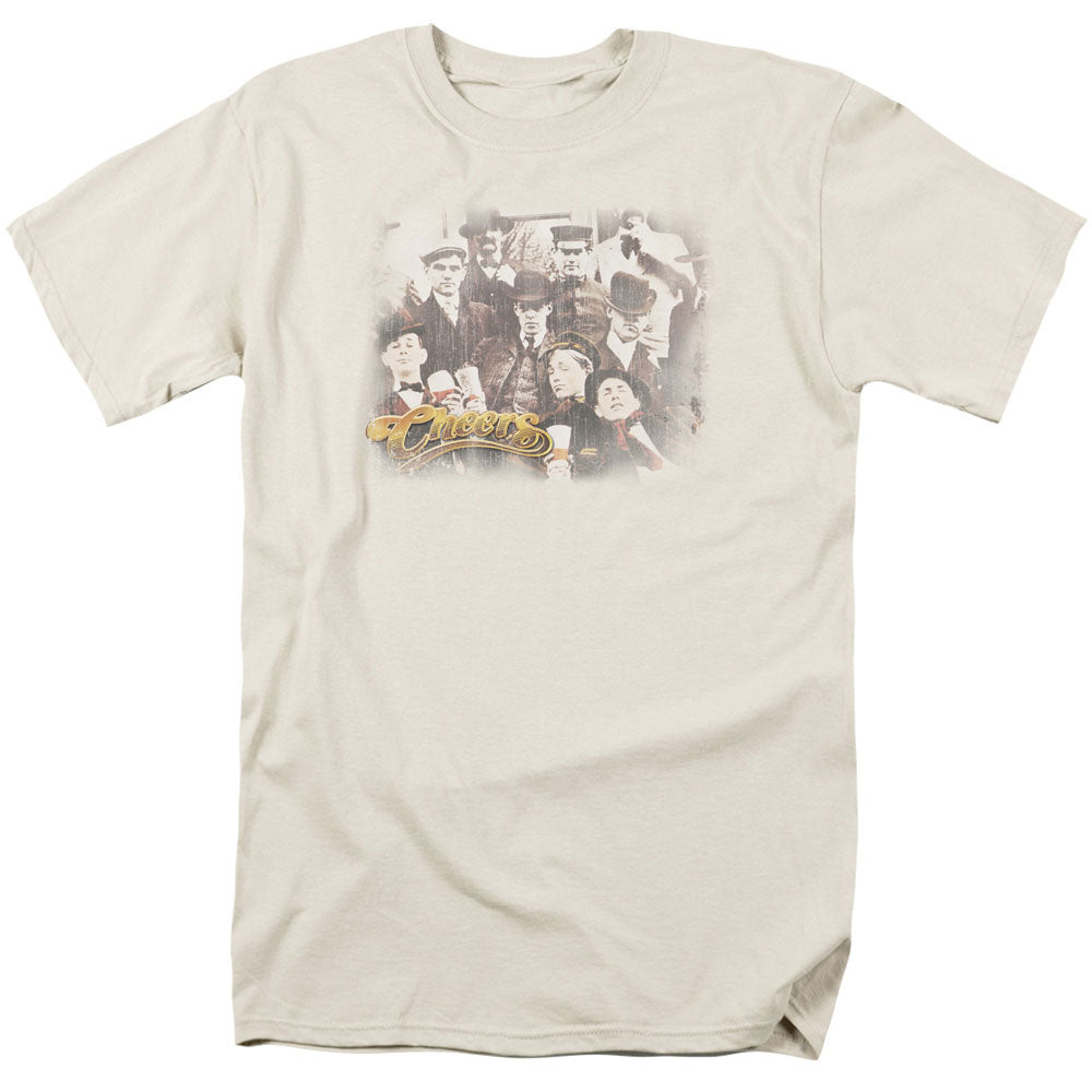 Cheers Opening Distressed Mens T Shirt Cream Officially Licensed