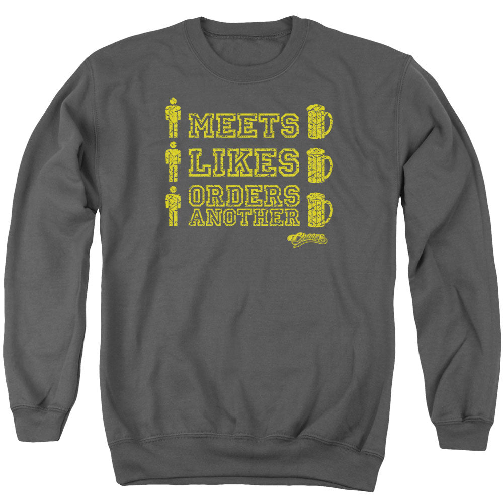 Cheers Man Meets Beer Mens Crewneck Sweatshirt Charcoal Officially Licensed