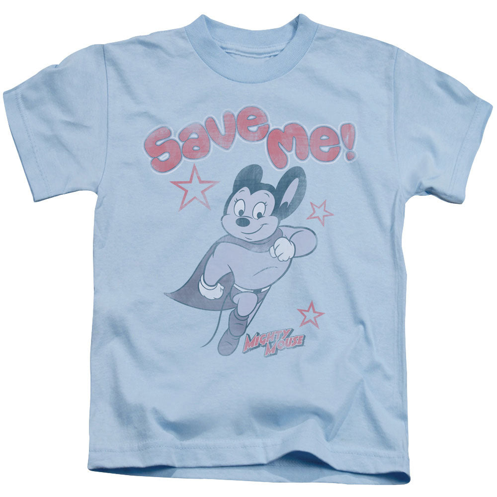 Mighty Mouse Save Me Juvenile Kids Youth T Shirt Light Blue Officially Licensed