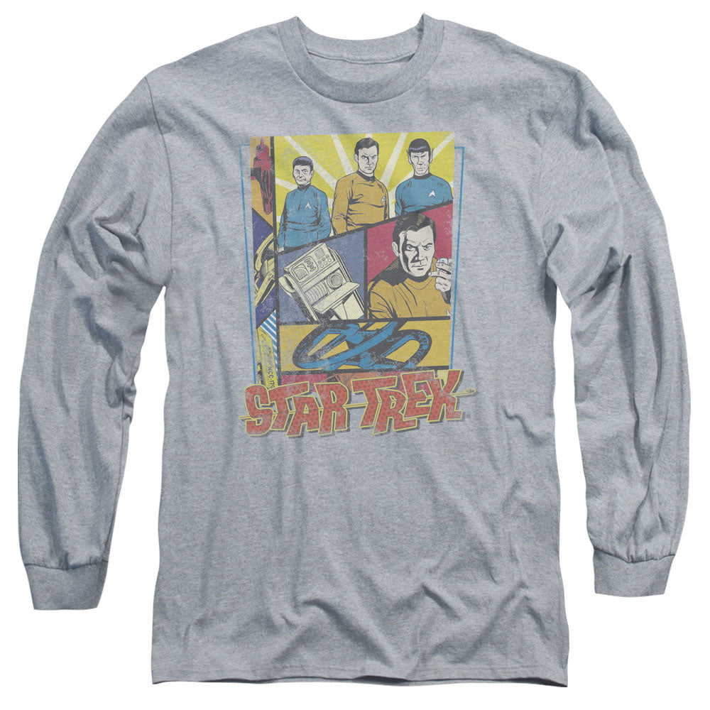 Star Trek Vintage Collage Mens Long Sleeve Shirt Athletic Heather Officially Licensed