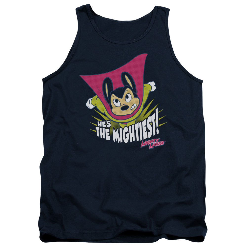 Mighty Mouse the Mightiest Mens Tank Top Shirt Navy Blue Officially Licensed