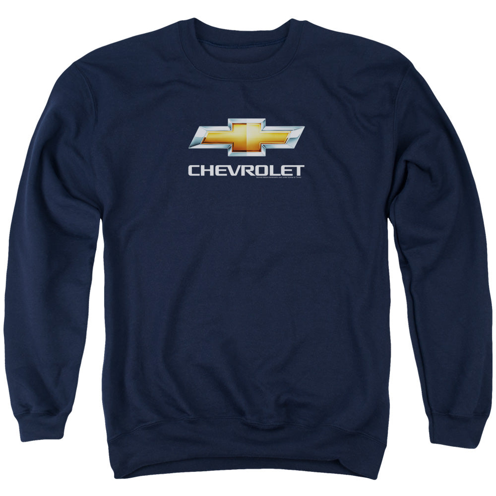 Chevrolets Chevy Bowtie Stacked Mens Crewneck Sweatshirt Navy Officially Licensed