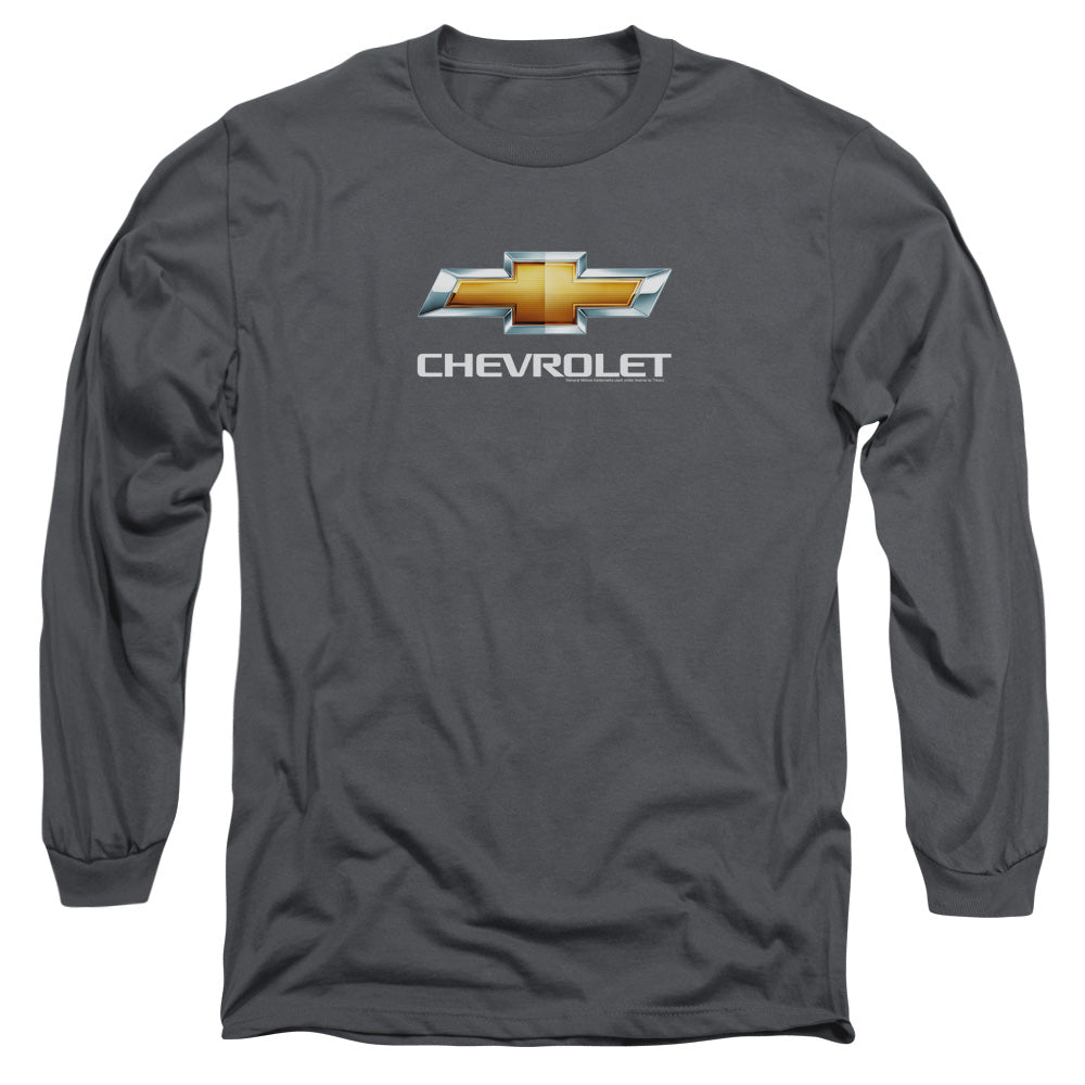 Chevrolets Chevy Bowtie Stacked Mens Long Sleeve Shirt Charcoal Officially Licensed