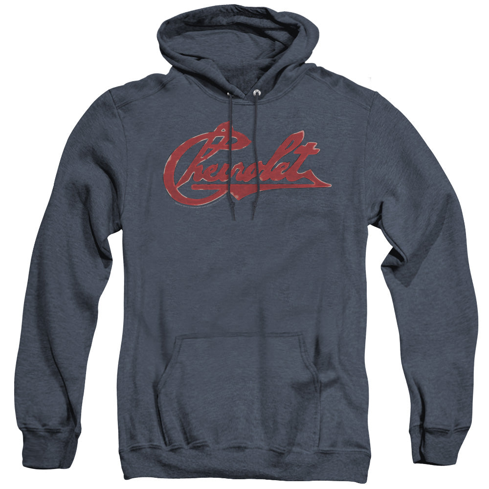 Chevrolet Chevrolet Script Distressed Heather Mens Hoodie Navy Officially Licensed
