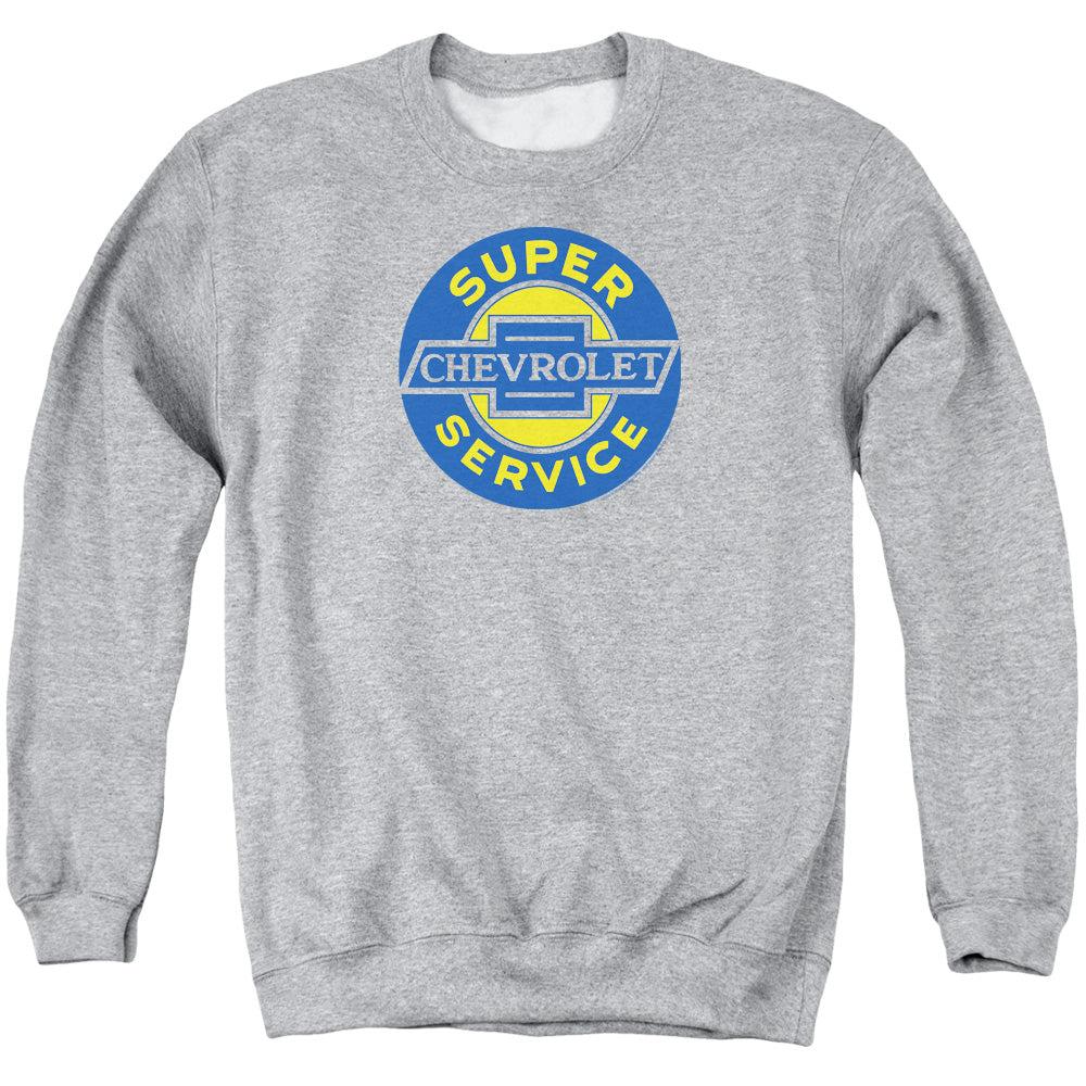 Chevrolet Chevy Super Service Mens Crewneck Sweatshirt Athletic Heather Officially Licensed