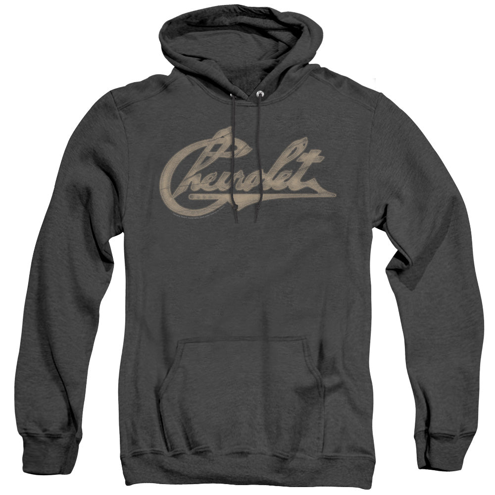 Chevrolet Chevy Script Mens Heather Hoodie Black Officially Licensed