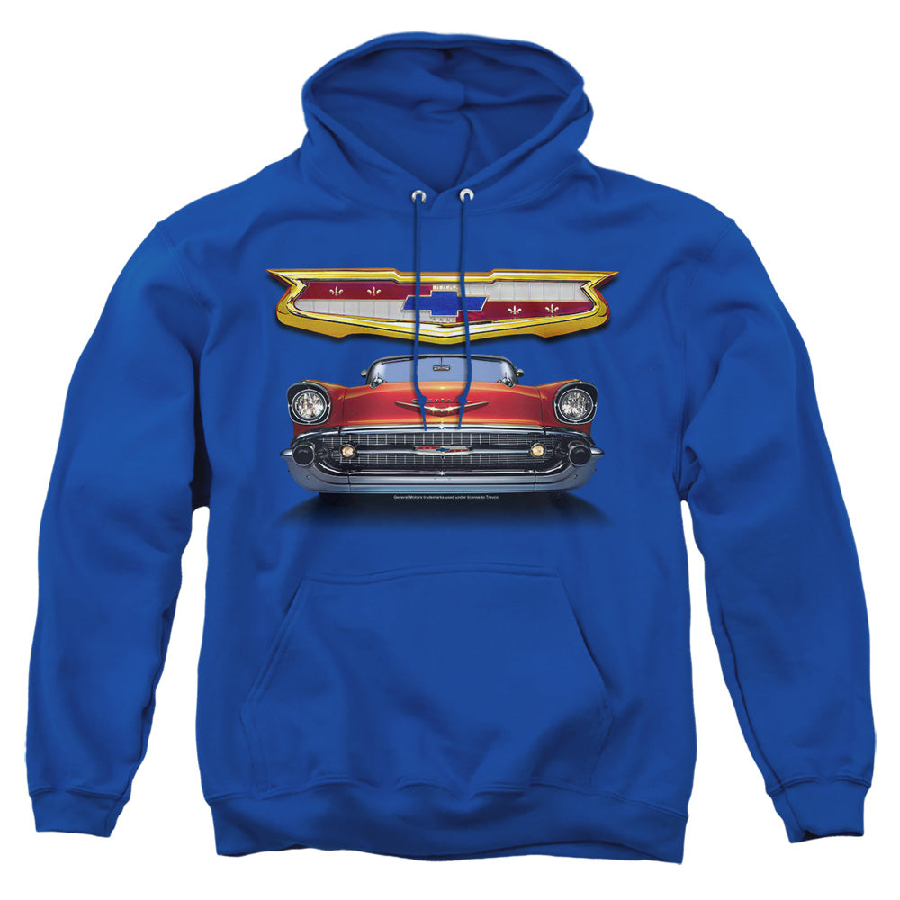 Chevrolet 1957 Bel Air Grille Mens Hoodie Royal Officially Licensed