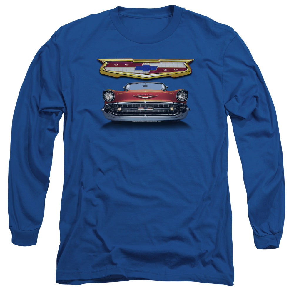 Chevrolet 1957 Bel Air Grille Mens Long Sleeve Shirt Royal Officially Licensed