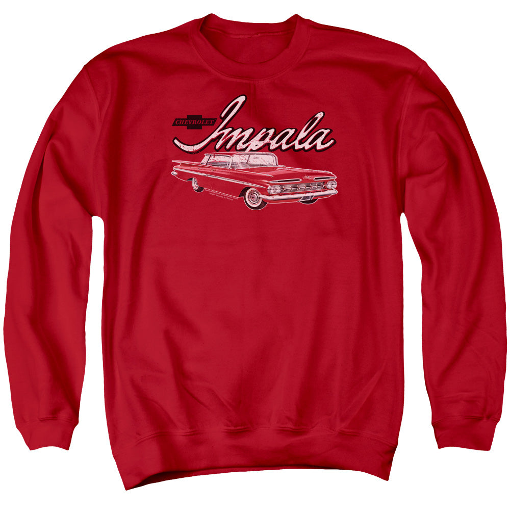 Chevrolet Classic Impala Mens Crewneck Sweatshirt Red Officially Licensed