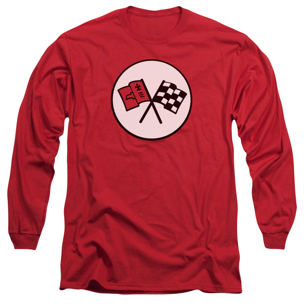 Chevrolet 2Nd Gen Vette Logo Mens Long Sleeve Shirt Red Officially Licensed Officially Licensed