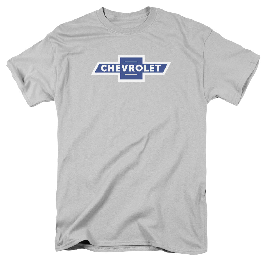 Chevrolet Vintage White Border Bowtie Mens T Shirt Silver Officially Licensed