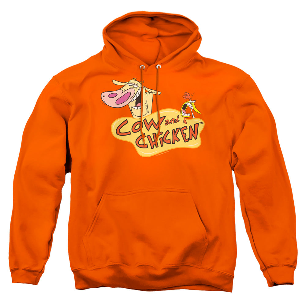 Cow & Chicken Logo Mens Hoodie Orange Officially Licensed