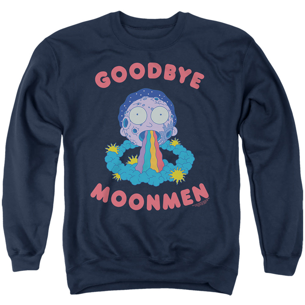 Rick And Morty Goodbye Moonmen Mens Crewneck Sweatshirt Navy