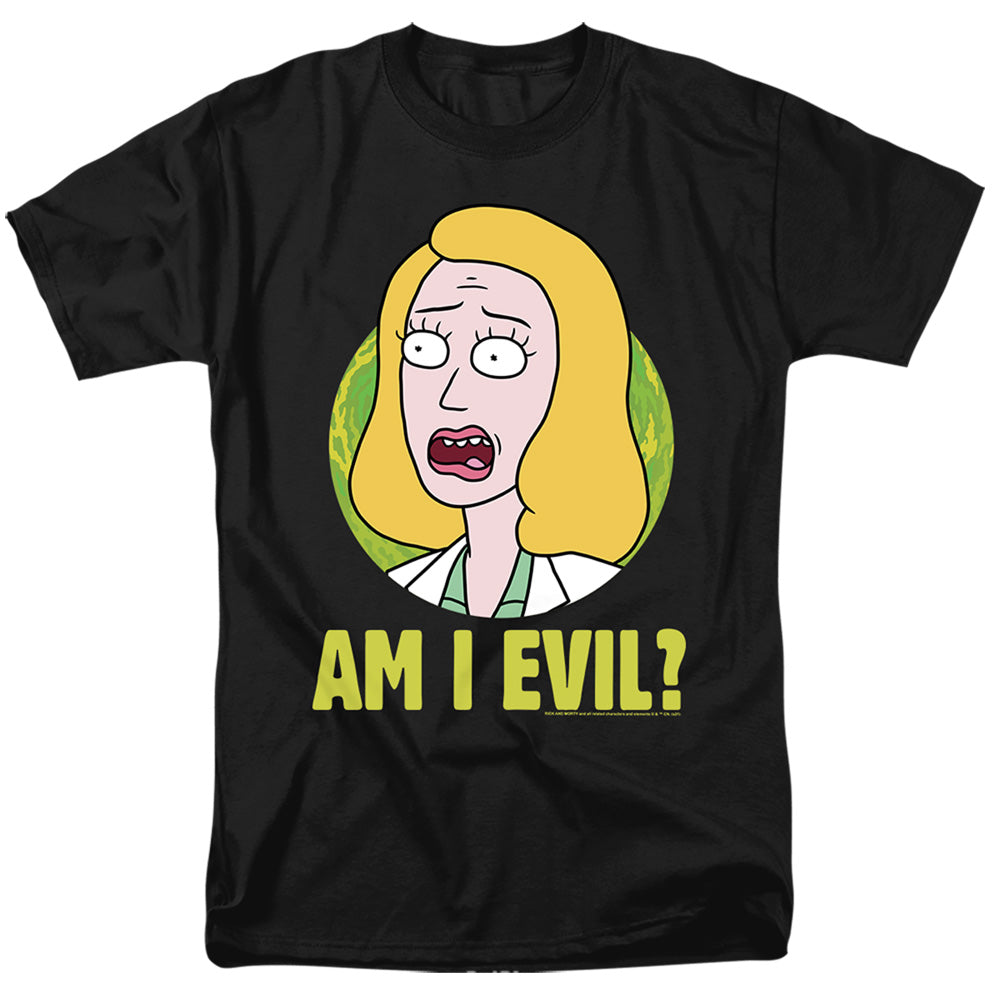Rick And Morty Beth Am I Evil? Mens T Shirt Black Officially Licensed