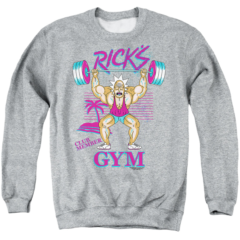 Rick And Morty Ricks Gym Mens Crewneck Sweatshirt Athletic Heather