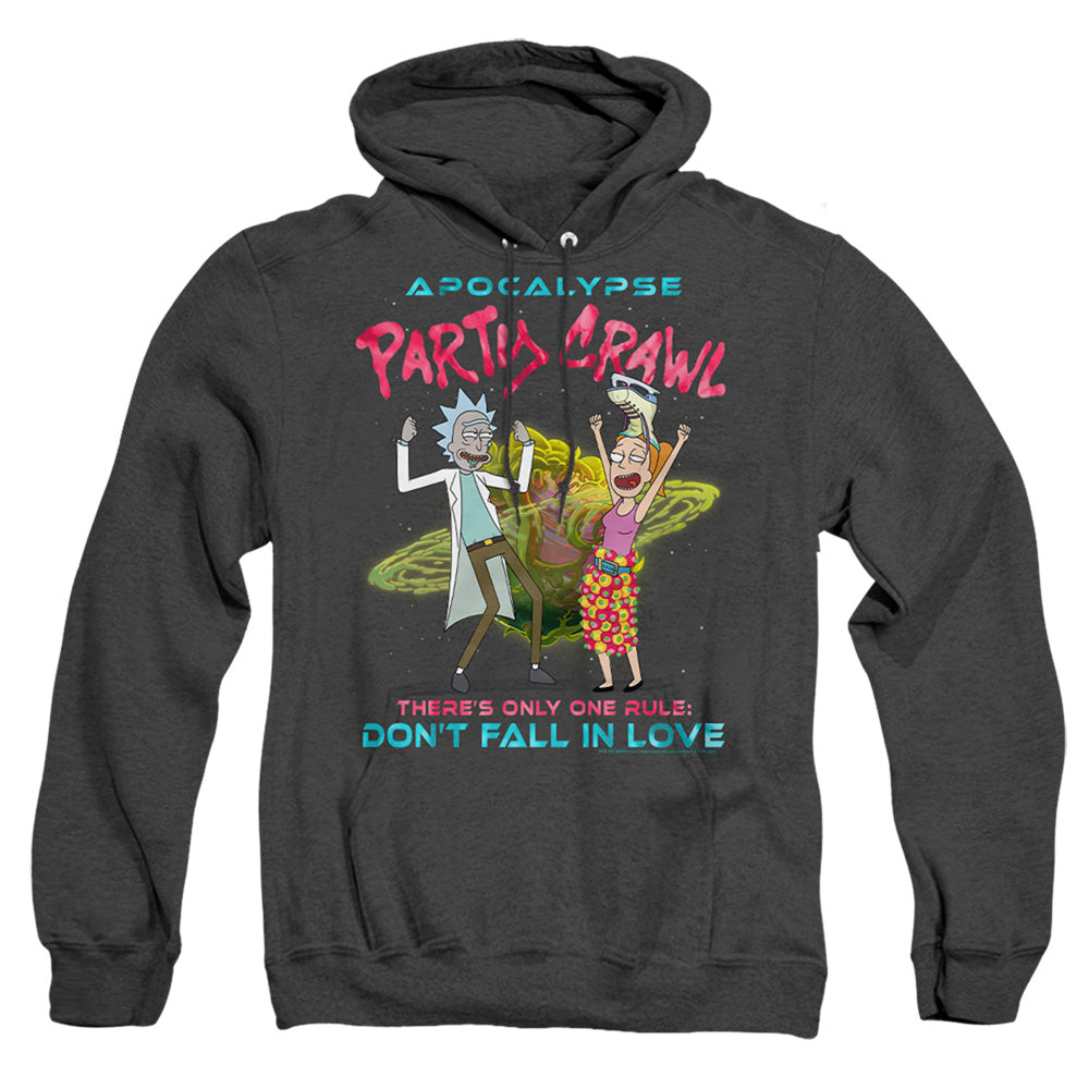 Rick And Morty Apocalypse Party Crawl Mens Heather Hoodie Black Officially Licensed