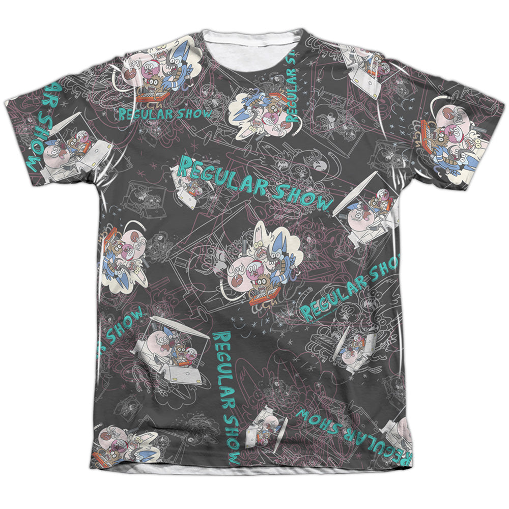 Regular Show Golf Cart Ride-Mens Poly Cotton T Shirt-White