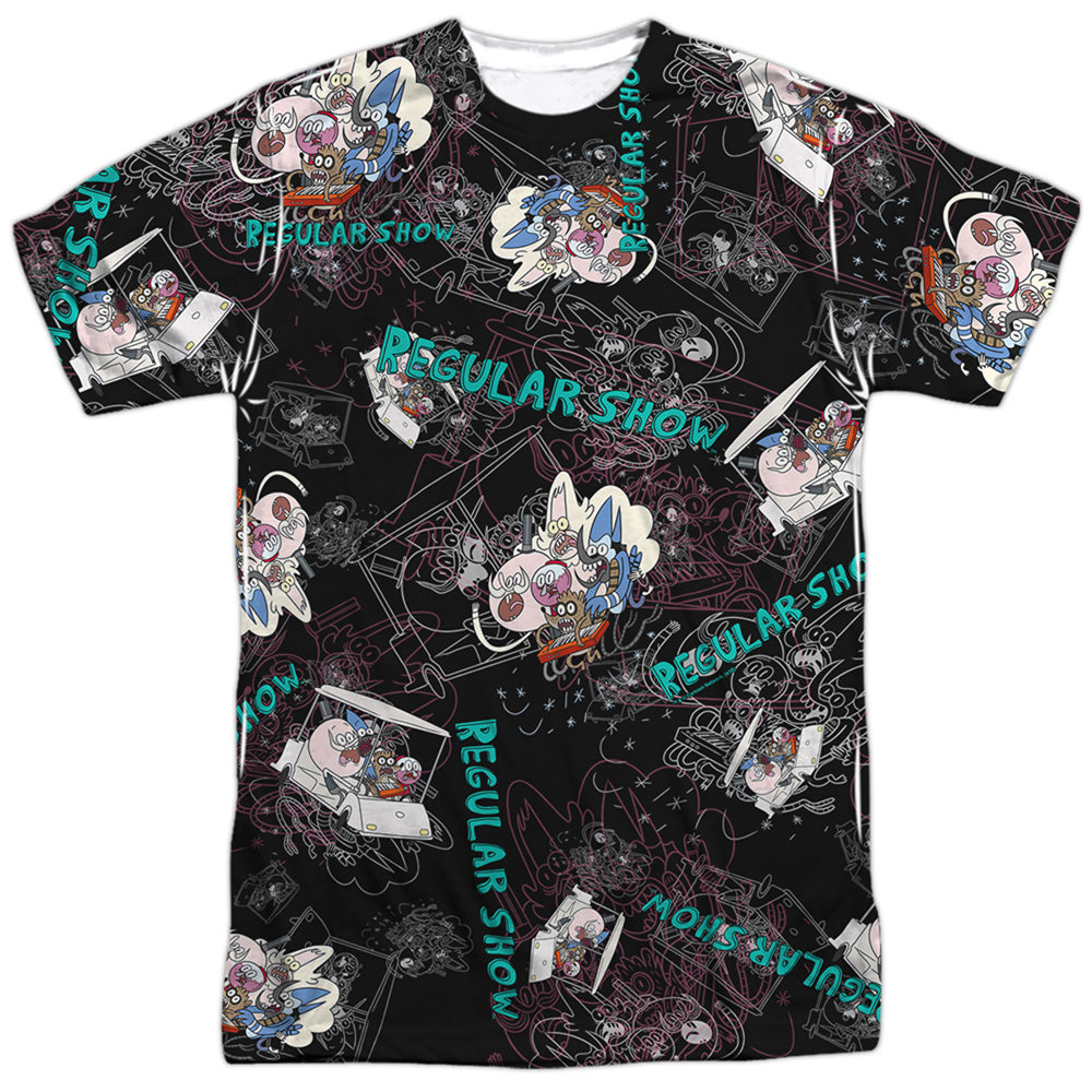 Regular Show Golf Cart Ride-Mens Poly Crew T Shirt-White