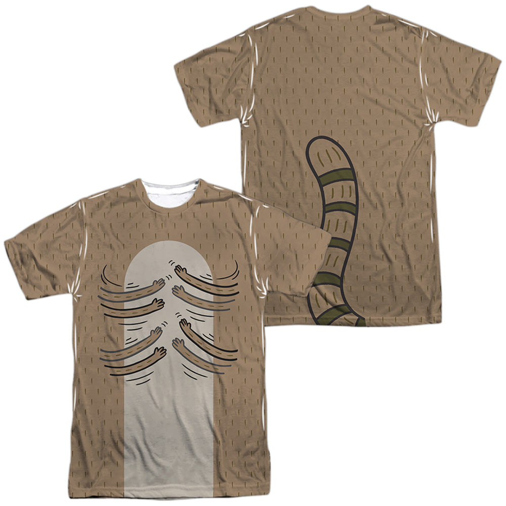 Regular Show Hamboning Front Back Print-Mens Poly Crew T Shirt-White