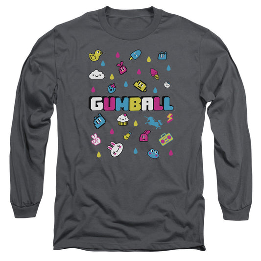 Amazing World Of Gumball Fun Drops Mens Long Sleeve Shirt Charcoal Officially Licensed