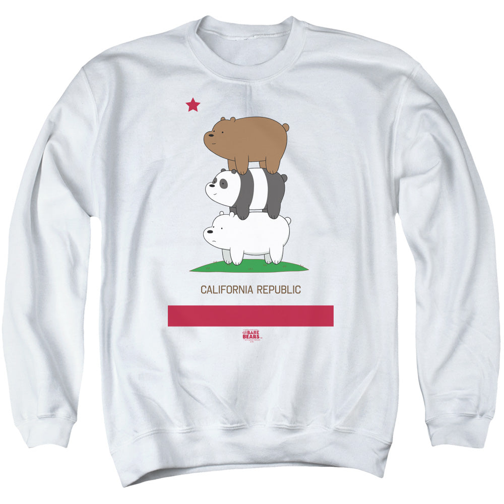 We Bare Bears Cali Stack Mens Crewneck Sweatshirt White Officially Licensed