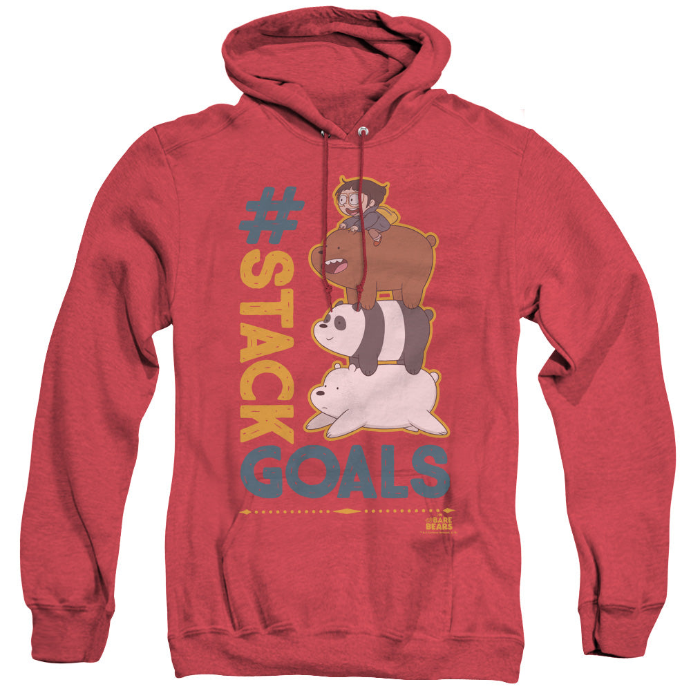 We Bare Bears Stack Goals Mens Heather Hoodie Red Officially Licensed