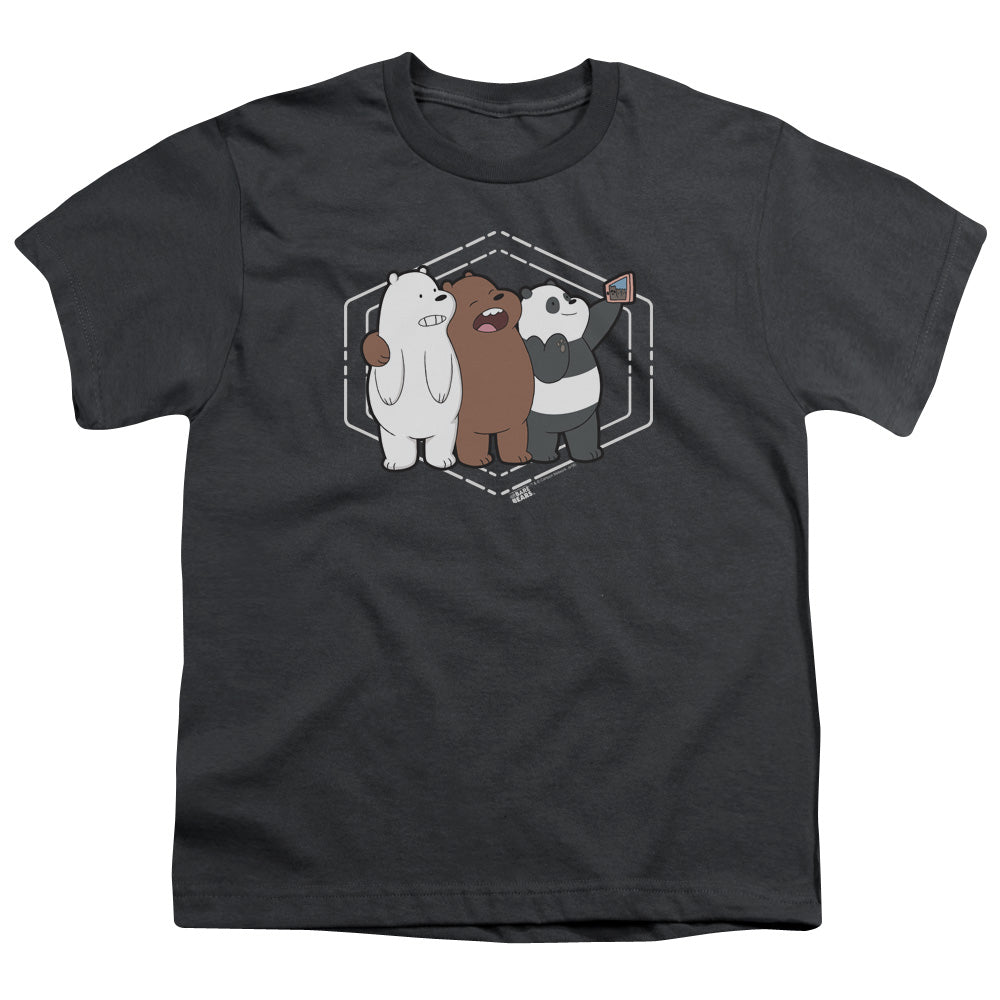 We Bare Bears Selfie Kids Youth T Shirt Charcoal Officially Licensed
